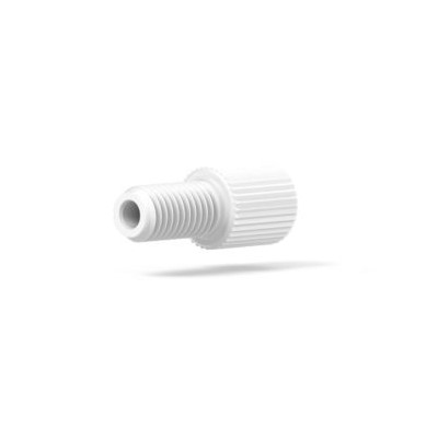 Upchurch Scientific Flangeless Male Nut for 1/16 inch OD Tubing, 1/4-28 Flat-Bottom, Standard Knurl, Delrin, White, 100/pk - P-203C - Click Image to Close